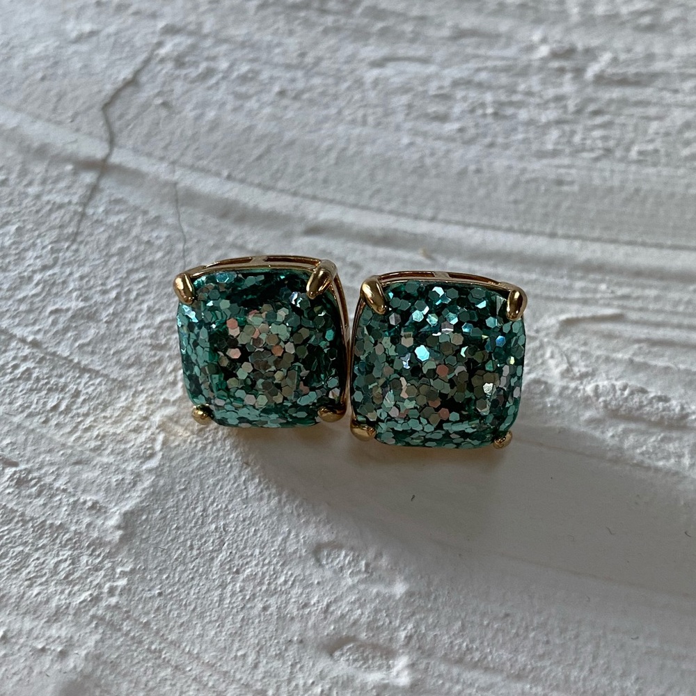 Kate Spade glitter blue studs earrings great cond